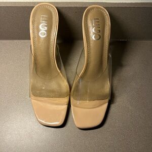 EGO Women's Nude and Clear Heels